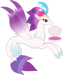 Size: 6400x7702 | Tagged: safe, artist:parclytaxel, character:queen novo, species:seapony (g4), my little pony: the movie (2017), .svg available, absurd resolution, beautiful, female, movie accurate, prone, seashell, shading, simple background, smiling, solo, spread wings, transparent background, vector, wings