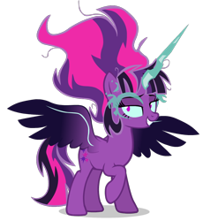Size: 974x1058 | Tagged: safe, artist:wubcakeva, character:midnight sparkle, character:twilight sparkle, character:twilight sparkle (scitwi), species:alicorn, species:pony, equestria girls:friendship games, g4, my little pony: equestria girls, my little pony:equestria girls, equestria girls ponified, female, lidded eyes, looking at you, midnight sparkle, ponified, raised hoof, simple background, smiling, solo, transparent background