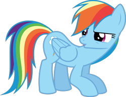 Size: 8247x6400 | Tagged: safe, artist:parclytaxel, character:rainbow dash, species:pegasus, species:pony, episode:tanks for the memories, g4, my little pony: friendship is magic, .svg available, absurd resolution, crouching, duckface, female, lidded eyes, looking back, mare, rainbow dash is not amused, simple background, solo, transparent background, unamused, vector
