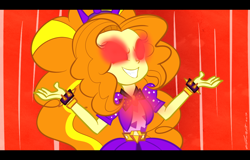 Size: 1024x656 | Tagged: safe, artist:wubcakeva, character:adagio dazzle, equestria girls:rainbow rocks, g4, my little pony: equestria girls, my little pony:equestria girls, bracelet, clothing, evil grin, female, glowing eyes, grin, jewelry, pendant, red eyes, smiling, solo