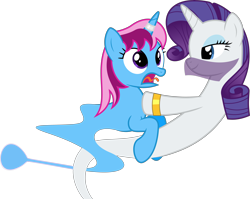 Size: 8024x6400 | Tagged: safe, artist:parclytaxel, character:rarity, oc, oc:parcly taxel, species:alicorn, species:pony, .svg available, absurd resolution, ain't never had friends like us, albumin flask, alicorn oc, armband, ask generous genie rarity, bedroom eyes, canon x oc, female, floating, genie, genie pony, horn ring, lesbian, parity, shipping, simple background, startled, surprised, tangled up, tongue out, transparent background, vector, veil