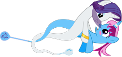 Size: 13630x6400 | Tagged: safe, artist:parclytaxel, character:rarity, oc, oc:parcly taxel, species:alicorn, species:pony, .svg available, absurd resolution, ain't never had friends like us, albumin flask, alicorn oc, armband, ask generous genie rarity, bedroom eyes, blushing, bottle, canon x oc, dancing, female, genie, genie pony, horn ring, lesbian, parity, shipping, simple background, smiling, tangled up, transparent background, vector, veil