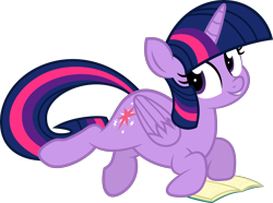 Size: 4500x3344 | Tagged: safe, artist:slb94, artist:yoditax, character:twilight sparkle, character:twilight sparkle (alicorn), species:alicorn, species:pony, absurd resolution, book, cute, female, looking at you, mare, reading, simple background, solo, transparent background, twiabetes, vector