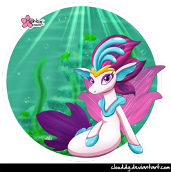 Size: 893x900 | Tagged: safe, artist:clouddg, character:queen novo, species:seapony (g4), my little pony: the movie (2017), female, looking at you, ocean, solo, underwater