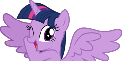 Size: 5981x3000 | Tagged: safe, artist:dashiesparkle, character:twilight sparkle, character:twilight sparkle (alicorn), species:alicorn, species:pony, episode:three's a crowd, g4, my little pony: friendship is magic, absurd resolution, female, mare, one eye closed, open mouth, simple background, solo, spoiler alert, spread wings, transparent background, vector, wings, wink