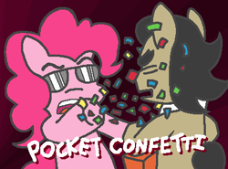 Size: 424x313 | Tagged: safe, artist:threetwotwo32232, character:filthy rich, character:pinkie pie, confetti, dale gribble, king of the hill, parody, pocket confetti, pocket sand, sunglasses