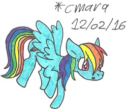 Size: 716x612 | Tagged: safe, artist:cmara, character:rainbow dash, species:pony, female, solo, traditional art