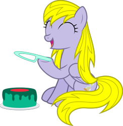 Size: 6400x6570 | Tagged: safe, artist:parclytaxel, oc, oc only, oc:timey marey, species:pegasus, species:pony, .svg available, absurd resolution, bangladesh, birthday cake, cake, cute, eyes closed, female, food, happy, holding, hoof hold, knife, mare, platter, raised hoof, simple background, sitting, smiling, solo, transparent background, vector