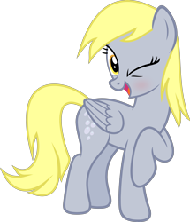 Size: 3871x4500 | Tagged: safe, artist:slb94, character:derpy hooves, species:pegasus, species:pony, absurd resolution, blushing, cute, female, flirty, mare, one eye closed, raised hoof, simple background, solo, transparent background, vector, wink