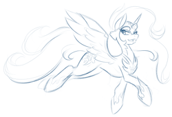Size: 540x367 | Tagged: safe, artist:ambris, character:daybreaker, character:princess celestia, species:alicorn, species:pony, episode:a royal problem, g4, my little pony: friendship is magic, female, monochrome, simple background, sketch, solo, white background