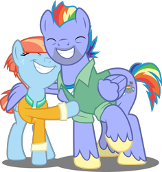 Size: 4716x5000 | Tagged: safe, artist:dashiesparkle, character:bow hothoof, character:windy whistles, species:pegasus, species:pony, ship:windyhoof, .svg available, absurd resolution, clothing, eyes closed, female, husband and wife, male, mare, rainbow dash's parents, raised hoof, simple background, stallion, transparent background, vector