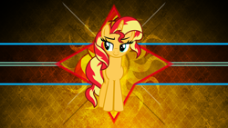 Size: 2560x1440 | Tagged: safe, artist:8-notes, artist:laszlvfx, edit, character:sunset shimmer, species:pony, female, solo, wallpaper, wallpaper edit