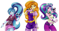 Size: 3150x1650 | Tagged: safe, artist:ambris, edit, character:adagio dazzle, character:aria blaze, character:sonata dusk, equestria girls:rainbow rocks, g4, my little pony: equestria girls, my little pony:equestria girls, breasts, cleavage, cropped, female, simple background, the dazzlings, white background
