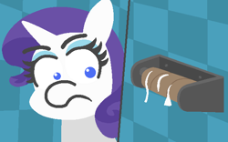 Size: 614x384 | Tagged: safe, artist:threetwotwo32232, character:rarity, species:pony, species:unicorn, bathroom, female, god is dead, solo, the worst possible thing, toilet, toilet paper roll, xk-class end-of-the-world scenario