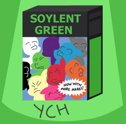 Size: 1383x1359 | Tagged: safe, artist:threetwotwo32232, species:pony, box, commission, parody, soylent green, the simpsons, your character here
