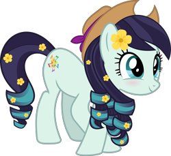 Size: 5911x5404 | Tagged: safe, artist:jhayarr23, character:coloratura, species:earth pony, species:pony, absurd resolution, clothing, curtsey, female, hat, implied rarajack, mare, simple background, smiling, solo, trace, transparent background, vector