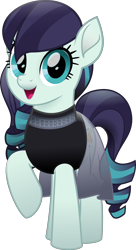 Size: 2974x5477 | Tagged: safe, artist:jhayarr23, character:coloratura, species:pony, absurd resolution, clothing, female, raised hoof, simple background, smiling, solo, style emulation, transparent background, vector