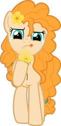 Size: 2698x5570 | Tagged: safe, artist:jhayarr23, character:pear butter, species:earth pony, species:pony, episode:the perfect pear, g4, my little pony: friendship is magic, absurd resolution, buttercup, female, flower, flower in hair, high res, mare, simple background, solo, tongue out, transparent background, vector