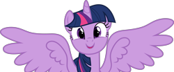 Size: 7210x3000 | Tagged: safe, artist:dashiesparkle, character:twilight sparkle, character:twilight sparkle (alicorn), species:alicorn, species:pony, episode:a royal problem, g4, my little pony: friendship is magic, .svg available, absurd resolution, adorkable, cute, dork, female, happy, looking at you, mare, simple background, smiling, solo, spread wings, transparent background, twiabetes, vector, wings