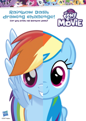Size: 732x1036 | Tagged: safe, artist:dashiesparkle, editor:snakeythingy, official, character:rainbow dash, species:pony, my little pony: the movie (2017), my little pony logo, rainbow dash drawing challenge