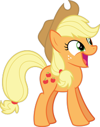 Size: 6400x8086 | Tagged: safe, artist:parclytaxel, character:applejack, species:earth pony, species:pony, episode:celestial advice, g4, my little pony: friendship is magic, .svg available, absurd resolution, cute, female, happlejack, happy, irrational exuberance, jackabetes, mare, simple background, smiling, solo, transparent background, vector