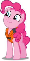 Size: 3000x5981 | Tagged: safe, artist:dashiesparkle, character:pinkie pie, species:earth pony, species:pony, episode:pinkie apple pie, g4, my little pony: friendship is magic, .svg available, female, lifejacket, mare, simple background, smiling, solo, transparent background, vector