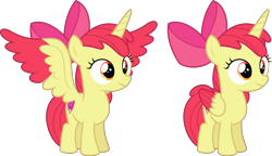 Size: 11137x6400 | Tagged: safe, artist:parclytaxel, character:apple bloom, species:alicorn, species:pony, .svg available, absurd resolution, alicornified, bloomicorn, colored wings, colored wingtips, female, filly, race swap, simple background, smiling, solo, transparent background, two toned wings, vector