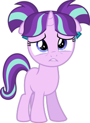 Size: 6400x8725 | Tagged: safe, artist:parclytaxel, character:starlight glimmer, species:pony, species:unicorn, episode:the cutie re-mark, .svg available, absurd resolution, crying, cute, female, filly, frown, glimmerbetes, hugs needed, pigtails, sad, sad face, sadlight glimmer, simple background, solo, transparent background, vector