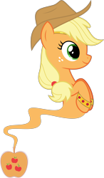 Size: 6400x10984 | Tagged: safe, artist:parclytaxel, character:applejack, species:earth pony, species:pony, .svg available, absurd resolution, ain't never had friends like us, armband, bottle, female, floating, genie, genie pony, headband, mare, simple background, smiling, solo, transparent background, vector