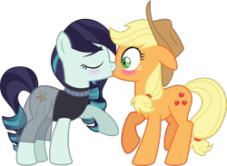 Size: 6074x4448 | Tagged: safe, artist:jhayarr23, character:applejack, character:coloratura, species:earth pony, species:pony, ship:rarajack, absurd resolution, blushing, cute, duo, female, jackabetes, kissing, lesbian, mare, rara, rarabetes, shipping, simple background, surprise kiss, transparent background