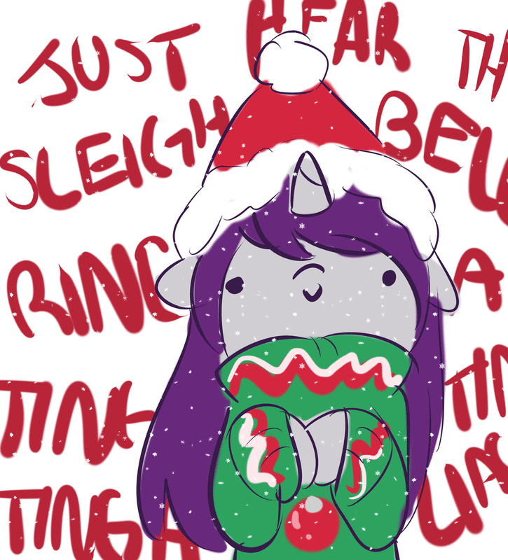 Size: 725x800 | Tagged: safe, artist:wickedsilly, oc, oc only, oc:wicked silly, species:pony, animated, ask, christmas, clothing, female, gif, hat, holiday, mare, santa hat, smiling, solo, sweater, tumblr