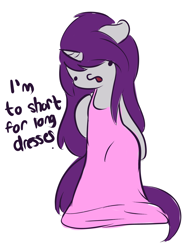 Size: 3108x4192 | Tagged: safe, artist:wickedsilly, oc, oc only, oc:wicked silly, species:pony, ask, clothing, dialogue, dress, female, mare, oversized clothes, solo, tumblr
