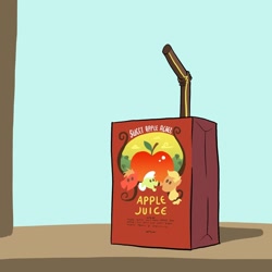 Size: 800x800 | Tagged: safe, artist:askthejuicebox, artist:docwario, character:applejack, character:big mcintosh, character:granny smith, oc, oc:juice box, apple juice, drink, juice, juice box, sweet apple acres