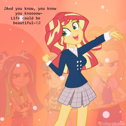 Size: 900x900 | Tagged: safe, artist:wubcakeva, character:adagio dazzle, character:aria blaze, character:sonata dusk, character:sunset shimmer, equestria girls:rainbow rocks, g4, my little pony: equestria girls, my little pony:equestria girls, clothing, heathers, the dazzlings, veronica sawyer