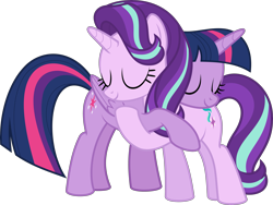 Size: 5139x3867 | Tagged: safe, artist:jhayarr23, character:starlight glimmer, character:twilight sparkle, character:twilight sparkle (alicorn), species:alicorn, species:pony, episode:shadow play, g4, my little pony: friendship is magic, duo, duo female, female, hug, simple background, transparent background, vector