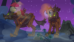 Size: 5760x3240 | Tagged: safe, artist:jhayarr23, artist:luckreza8, artist:mlp-silver-quill, artist:shrunken-littlebro12, edit, character:bright mac, character:pear butter, species:wolf, episode:a health of information, episode:the perfect pear, g4, my little pony: friendship is magic, female, ghost, headcanon, husband and wife, male, sad, season 7, spirit, spirits, story in the source, timber wolf, vector, vector edit, wolves