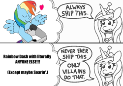 Size: 916x637 | Tagged: safe, artist:taijitu, artist:threetwotwo32232, edit, character:princess cadance, character:rainbow dash, always ship this, cargo ship, exploitable meme, implied shipping, implied soarindash, implied straight, kitchen sink, meme, my hero academia, princess of shipping, rainbowsink, shipper on deck, shipping