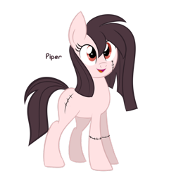 Size: 1024x1024 | Tagged: safe, artist:wubcakeva, oc, oc only, oc:piper, species:earth pony, species:pony, equestria girls ponified, female, mare, ponified, simple background, solo, stitches, transparent background, zombie