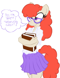 Size: 6375x8250 | Tagged: safe, artist:epic-panda17, artist:trollie trollenberg, character:twist, species:anthro, absurd resolution, book, clothing, colored, cute, female, glasses, pleated skirt, skirt, solo