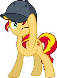 Size: 4760x6548 | Tagged: safe, artist:jhayarr23, character:sunset shimmer, species:pony, species:unicorn, episode:display of affection, g4, my little pony: equestria girls, absurd resolution, female, flanksy, mare, one eye closed, simple background, transparent background, vector, wink