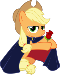 Size: 6944x8693 | Tagged: safe, artist:jhayarr23, character:applejack, species:pony, episode:queen of clubs, g4, my little pony: equestria girls, my little pony:equestria girls, absurd resolution, applejack is not amused, equestria girls ponified, flower, ponified, rose, sailor moon, simple background, transparent background, tuxedo jack, tuxedo mask, unamused, vector