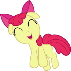 Size: 4500x4482 | Tagged: safe, artist:slb94, character:apple bloom, episode:on your marks, g4, my little pony: friendship is magic, absurd resolution, blank flank, excited, floppy ears, jumping, pronking, simple background, transparent background, vector