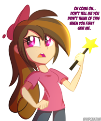 Size: 900x1076 | Tagged: safe, artist:wubcakeva, oc, oc:cupcake slash, my little pony:equestria girls, clothing, crossover, dialogue, equestria girls-ified, hat, nickelodeon, open mouth, pants, rule 63, shirt, simple background, solo, the fairly oddparents, timmy turner, transparent background
