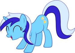 Size: 4500x3199 | Tagged: safe, artist:slb94, character:minuette, species:pony, species:unicorn, behaving like a dog, cute, excited, eyes closed, face down ass up, female, mare, open mouth, simple background, solo, transparent background, vector