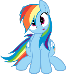 Size: 4031x4500 | Tagged: safe, artist:ribiruby, artist:slb94, character:rainbow dash, species:pegasus, species:pony, absurd resolution, both cutie marks, cute, dashabetes, female, looking at you, mare, simple background, sitting, solo, transparent background, vector