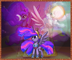 Size: 1500x1250 | Tagged: safe, artist:docwario, character:princess celestia, character:princess luna, character:twilight sparkle, character:twilight sparkle (alicorn), species:alicorn, species:pony, armor, female, mare, older, spread wings, trio, wings