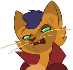 Size: 4836x4629 | Tagged: safe, artist:jhayarr23, character:capper dapperpaws, species:abyssinian, species:anthro, my little pony: the movie (2017), absurd resolution, cat, clothing, disgusted, fangs, male, open mouth, raised eyebrow, reaction image, simple background, solo, transparent background, vector, whiskers