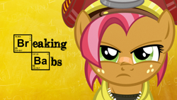 Size: 1000x563 | Tagged: safe, artist:pixelkitties, character:babs seed, breaking bad, crossover