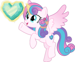 Size: 6635x5524 | Tagged: safe, artist:jhayarr23, character:princess flurry heart, species:alicorn, species:pony, absurd resolution, crystal heart, female, flying, magic, mare, older, older flurry heart, raised hoof, simple background, solo, telekinesis, transparent background