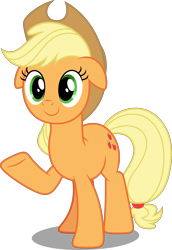 Size: 3430x5000 | Tagged: safe, artist:dashiesparkle, character:applejack, species:earth pony, species:pony, episode:sweet and elite, g4, my little pony: friendship is magic, .svg available, clothing, cowboy hat, cute, female, floppy ears, hat, jackabetes, mare, raised hoof, simple background, smiling, solo, stetson, transparent background, vector